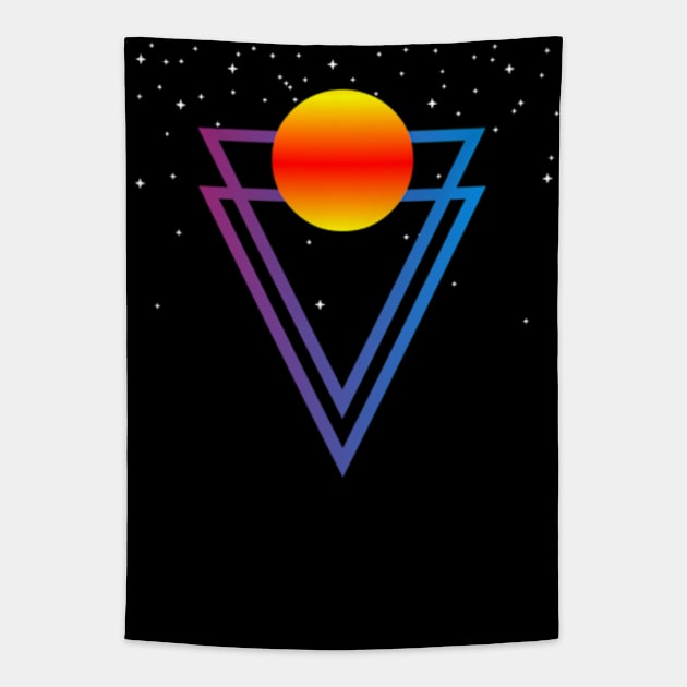 RETRO TRIANGLES WITH STARS IN THE UNIVERSE Tapestry by SAMUEL FORMAS