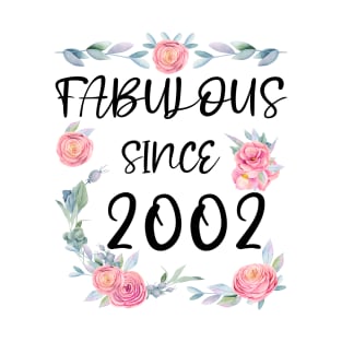 Women 19 Years Old Fabulous Since 2002 Flowers T-Shirt