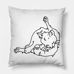 Bad Line Art Cat Lick.. Black Pillow