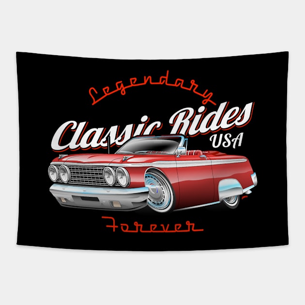 Legendary Classic Rides USA Forever Car Cartoon Tapestry by hobrath