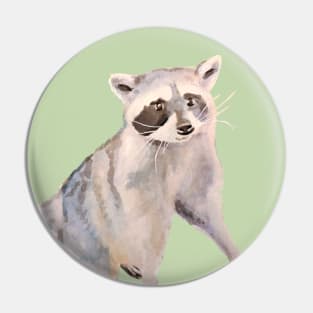 Peaceful Standing Raccoon Watercolor Pin