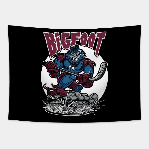 Bigfoot Hockey Player Mascot Tapestry by eShirtLabs