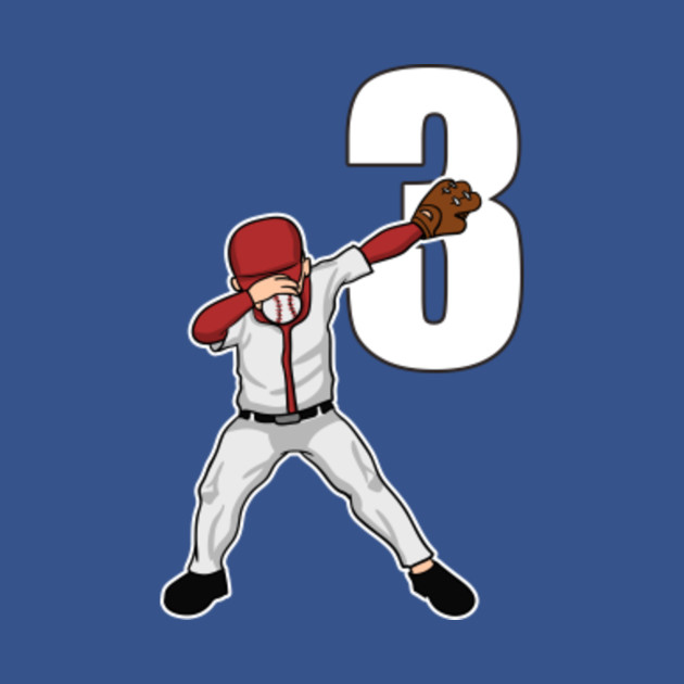 Discover Dabbing Baseball Player Catcher Pitcher Baseballer Number 3 Athlete Sports League Athletic Team - Baseball - T-Shirt