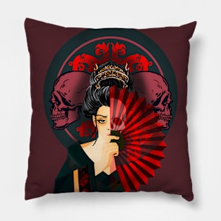 Geisha Skull Fan Pillow