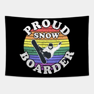 Retro LGBT Proud Snow Boarder Tapestry