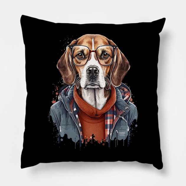 Hipster Beagle Pillow by JayD World