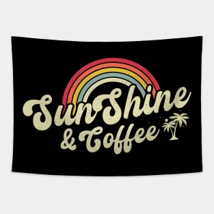 Retro Vintage Coffee Lover Summer Sunset Sunshine And Coffee Tapestry