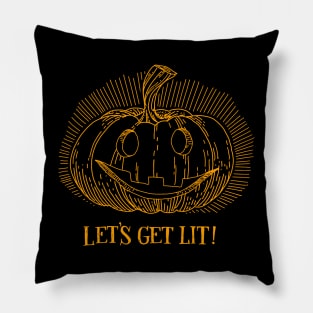 Let's Get Lit Pumpkin Pillow