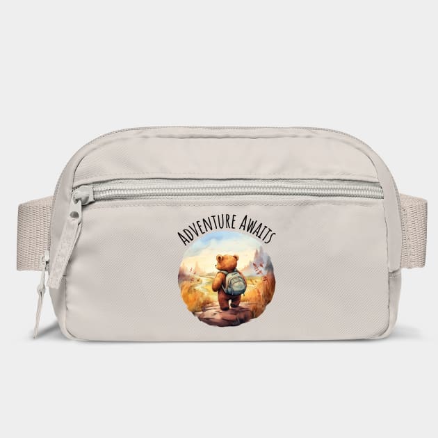Adventure Awaits Adorable Bear camping backpacking design by Luxinda