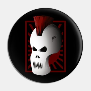 Punk Skull with Red Mohawk | Metal Skull Mask Pin