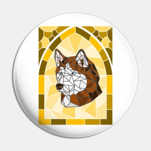 Stained Glass Copper Siberian Husky Pin