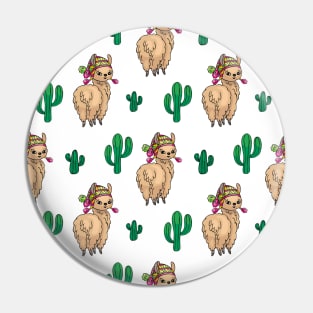 Cute Llamas Neck Gator Cactus Brown Lllama Pin