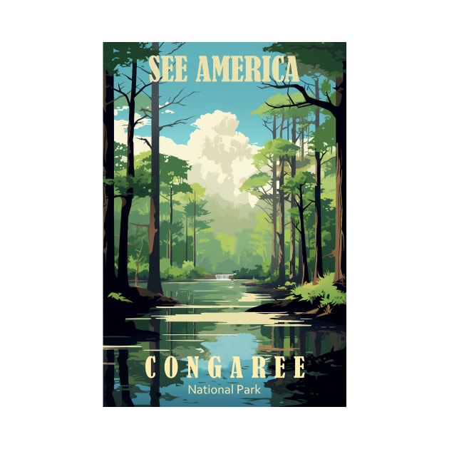 Congaree National Park Travel Poster by GreenMary Design