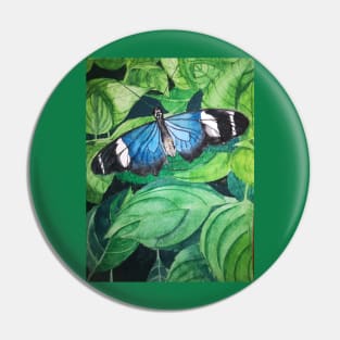 Blue butterfly watercolour painting Pin