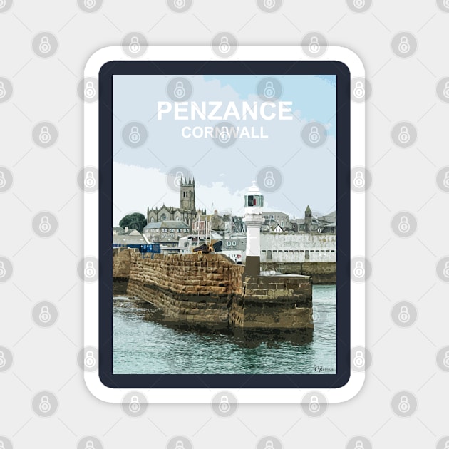 Penzance Harbour Cornwall. Cornish gift. Travel poster Magnet by BarbaraGlebska