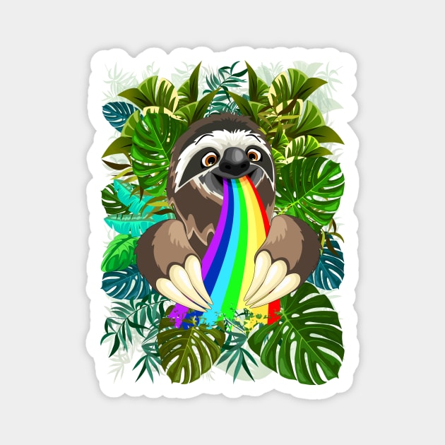 Sloth Spitting Rainbow Colors Magnet by BluedarkArt