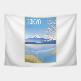 Tokyo, Japan - Vintage Travel Poster Tapestry