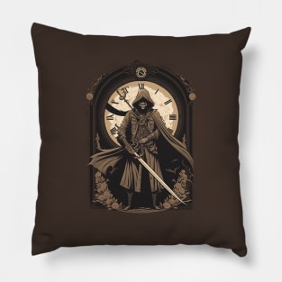 The Final Countdown: Steampunk Grim Reaper Pillow