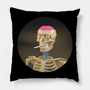 Open skull, brain and cigarette Pillow