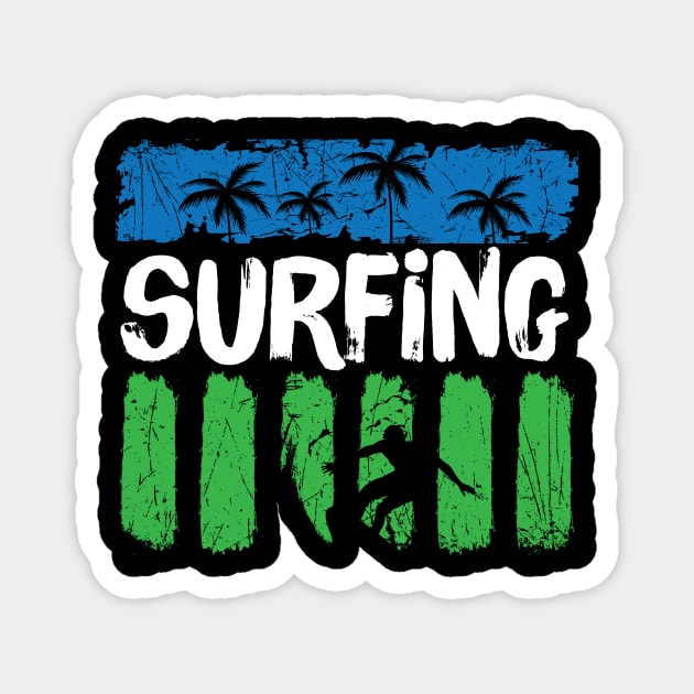Surfing Retro Vintage Beach Magnet by The WYLD Tribe