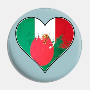 Mexican and Bangladeshi Heart Mix Heritage Flag Pin