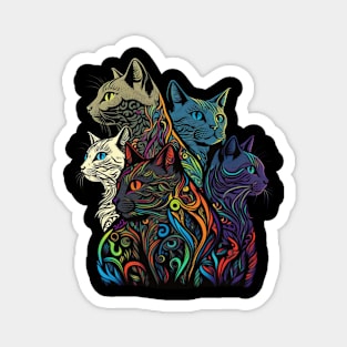 Cat Colorful Pattern Design Magnet