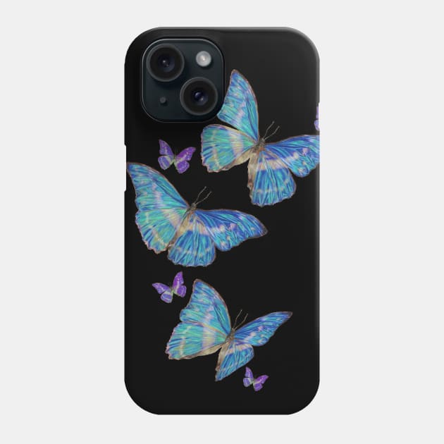 Flying Blue Butterflies Drawing Phone Case by leiriin