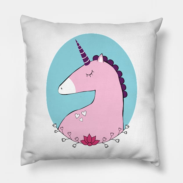 Unicorn in love Pillow by spaghettis