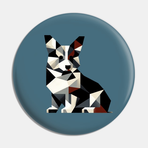 Abstract Design Tricolor Corgi Pin by Zelda