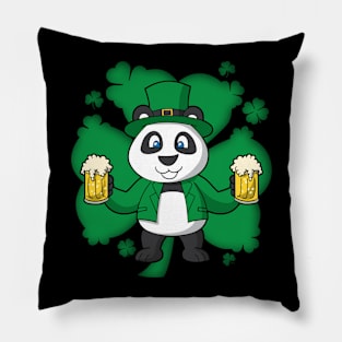 Irish Panda Beers Shamrock St Patricks Day Pillow
