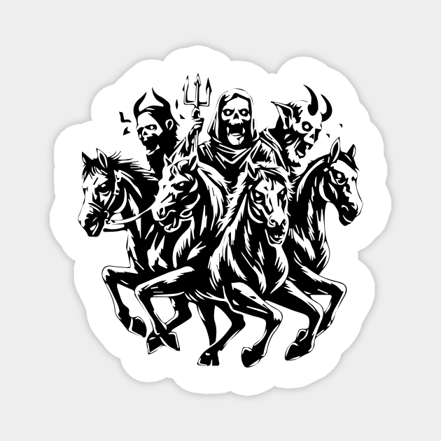 The Four Horsemen of the Zombie Apocalypse Magnet by lkn