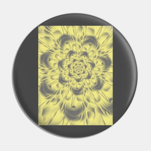 Yellow Floral Fractal Pin by pinkal