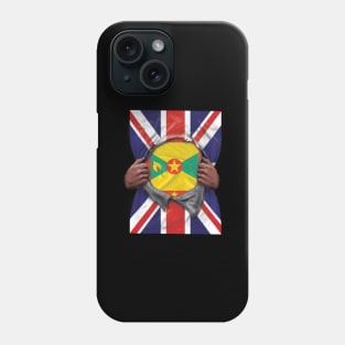 Grenada Flag Great Britain Flag Ripped - Gift for Grenadan From Grenada Phone Case