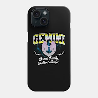 Gemini Bored Easily Brilliant Always Retro Bootleg Zodiac Sign Phone Case