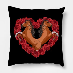 Irish Thoroughbred Horse Heart Valentines Day Equestrian Pillow