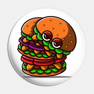 Cute and Unique Double Burger Illustration. Pin