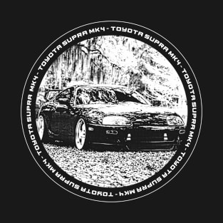 TOYOTA SUPRA MK4 Black 'N White 4 (Black Version) T-Shirt