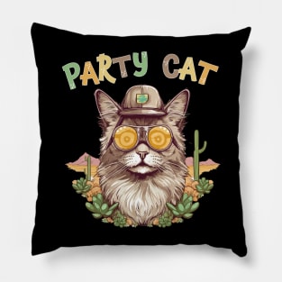 Party Cat in the Desert Pillow
