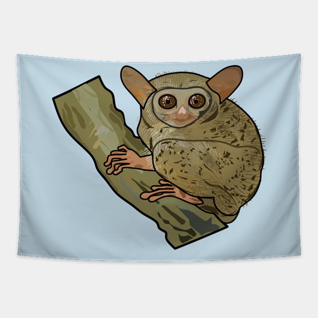 Tarsier cartoon illustration Tapestry by Miss Cartoon