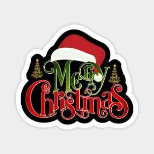 Cute Merry Christmas Hat, Xmas Trees, Gift Or Office Party Magnet