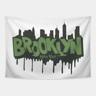 New York Brooklyn - Brooklyn Schriftzug - Brooklyn Logo mit skyline Tapestry