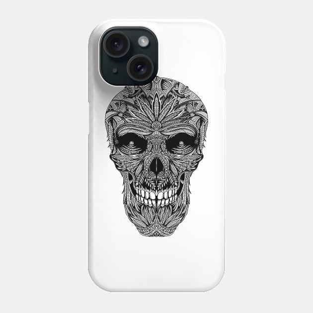 Sugar Skull Day of the Dead Art version #2 black Phone Case by DaveDanchuk