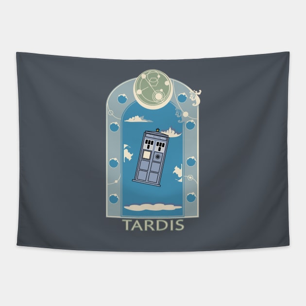 Nouveau Tardis Tapestry by nerdliterature