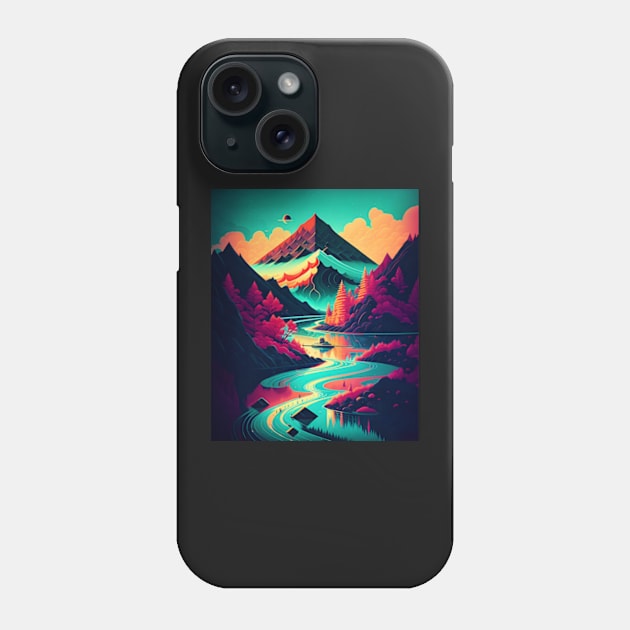 Mountain Scene Phone Case by ArtFactoryAI