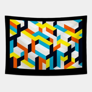 Yellow Blue Pattern Geometric Tapestry