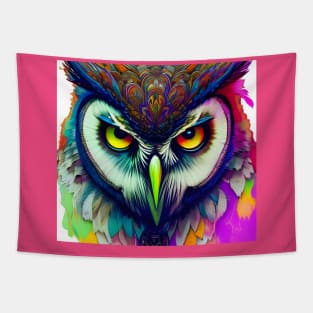 Graphic Novel Comic Book Art Style Owl Tapestry