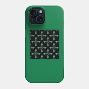 green and blue cross pattern on black background Phone Case