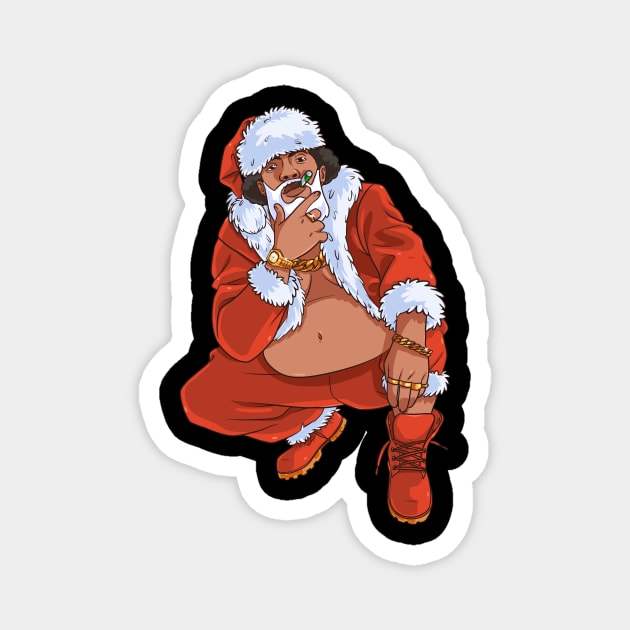 Black Santa Claus Gangster Christmas Magnet by Noseking