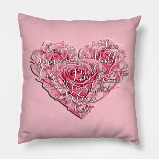 Breast Cancer Awareness Pink Roses Inspirational Pillow