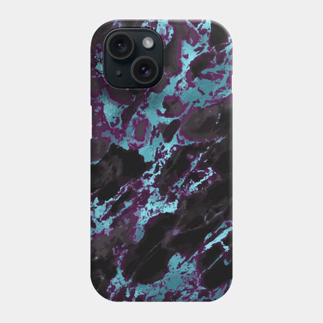 Marble Pattern Aesthetic Black Purple Blue Teal Phone Case by jodotodesign